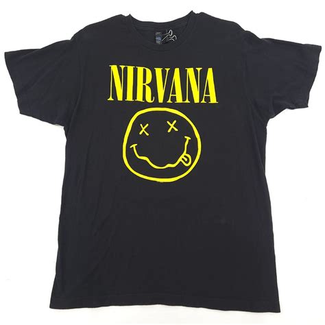 Nirvana Nevermind Smiley Face T Shirt Black Yellow Si Gem