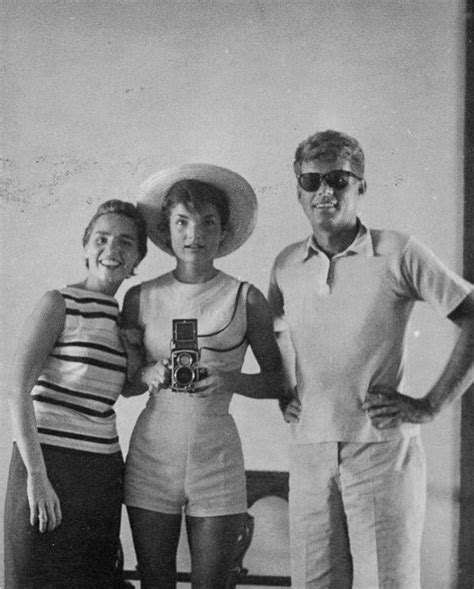 Jackie Kennedy John F Kennedy And Ethel Kennedy Taking A Mirror