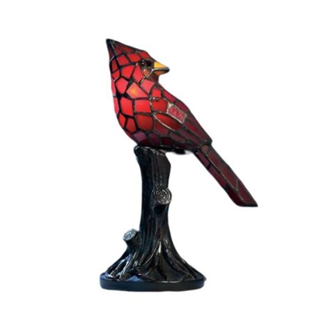 Antique Style Stained Glass Cardinal Accent Lamp