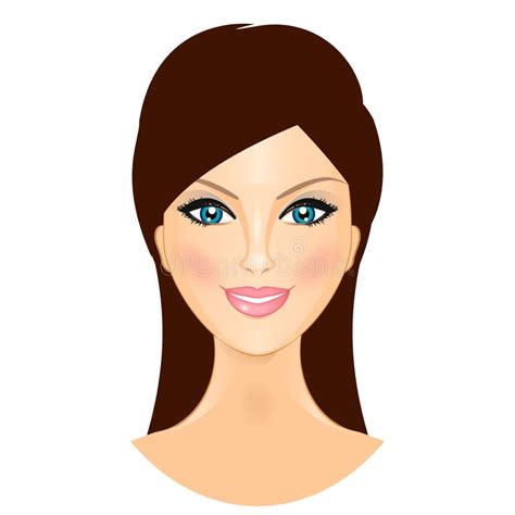 Vector Cartoon Illustration Of A Beautiful Woman Portrait With Brown