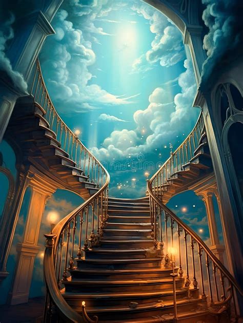 Generative Ai Luxurious Stairway To Heaven Fantasy Concept Stock