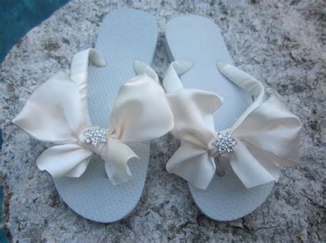 Bridal Flip Flopswedgeswedding Flip Flopsivory Bowz Flip Flopsbling