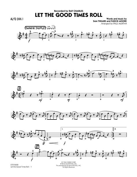 Let The Good Times Roll Alto Sax 1 By Paul Murtha Sheet Music For