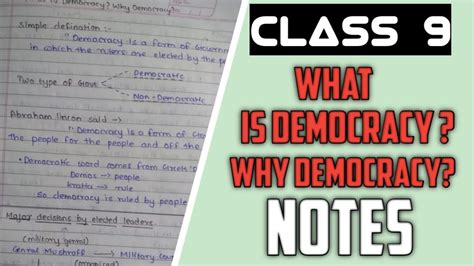 Class What Is Democracy Why Democracy Handwritten Notes Youtube