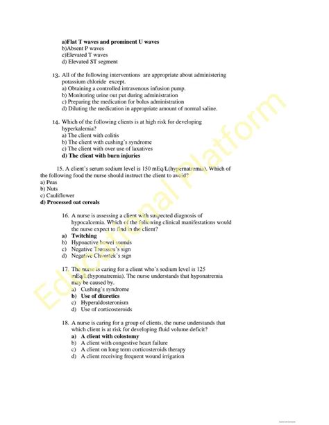 Solution Adult Health Nursing Rd Semester Bsn Mcqs For Practice Ad