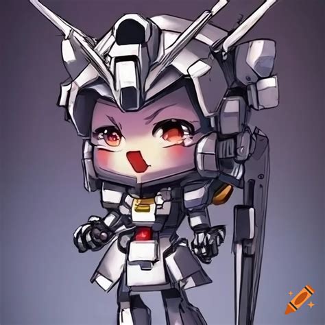 Chibi Gundam Robot Maid With Metallic Armor On Craiyon