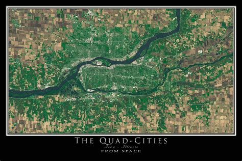 The Davenport Quad Cities Iowa Illinois Satellite Poster Map Etsy