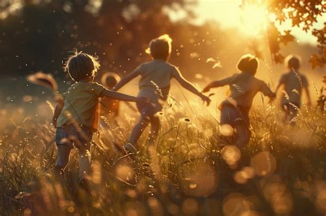 Ni Os Felices Jugando Al Aire Libre Foto Premium