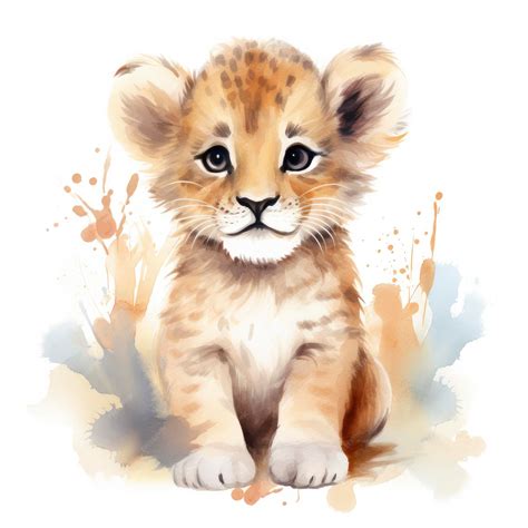 Premium Photo | Watercolor Baby Lion