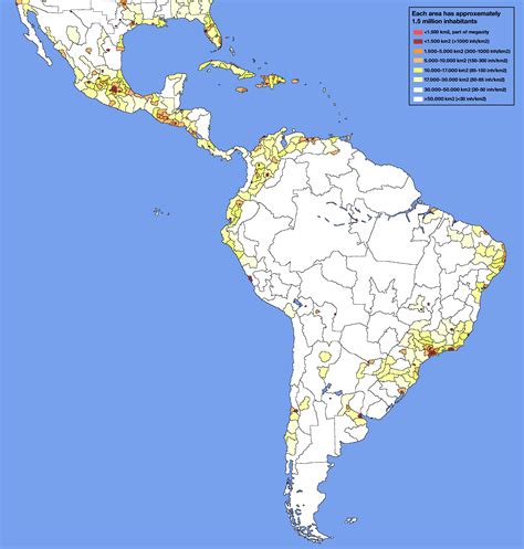 Map : Latin america, population density, absolute amount - Infographic ...