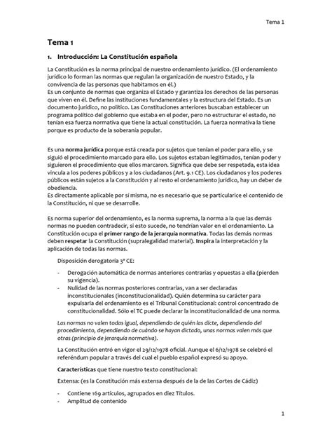 Tema 1 Derechos Fundamentales Pdf Judicaturas Constitución