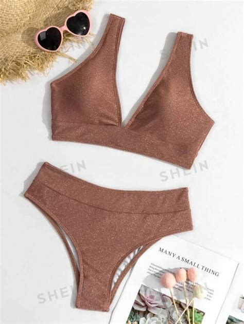 Plain V Neck Bikini Swimsuit Women S Store