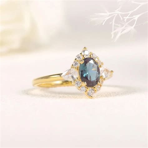 Vintage Alexandrite Ring 14k Gold Alexandrite Ring Gold Vermeil