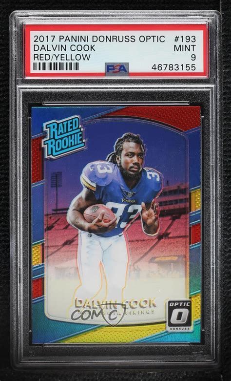 2017 Donruss Optic Rated Rookie Red And Yellow Prizm 193 Dalvin Cook