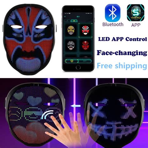 Led Mask With Bluetooth Programmable For Costume Cosplay Party