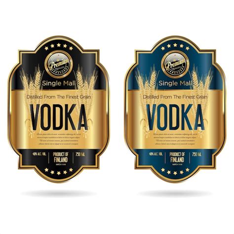 Premium Vector Labels For Vodka With Wheat Vector Stock Illustration