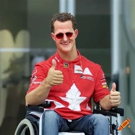 Michael Schumacher Giving A Thumbs Up In A Wheelchair On Craiyon