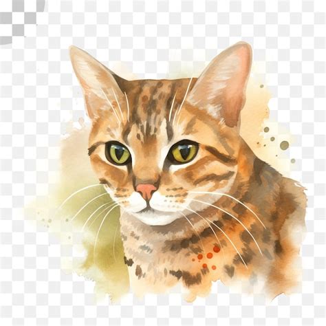 Une Aquarelle D Un Chat Aux Yeux Jaunes Chat Png T L Chargement Psd