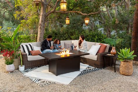 Langdon Outdoor Fire Pit Table Set with 4 Swivel Chairs | Yardbird