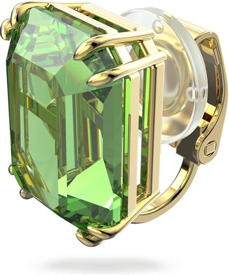 Swarovski Millenia Clip Octagon Cut Earring Gold Green Pris