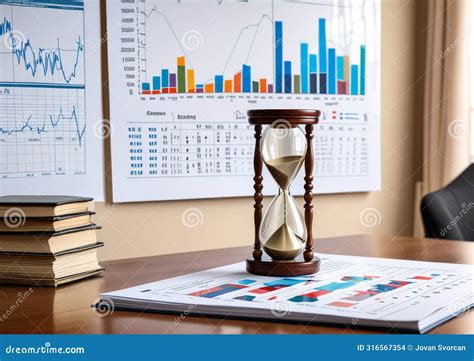 Time Management Concept Hourglass With Line Graphs Stock Illustration Illustration Of