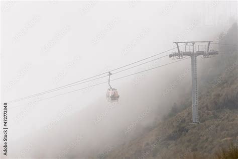 Ecuador, Quito. TeleferiQo cable car on Pichincha Volcano rises to ...