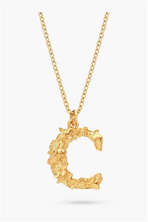 Alex Monroe 22ct Gold Plated Sterling Silver Floral Initial Pendant