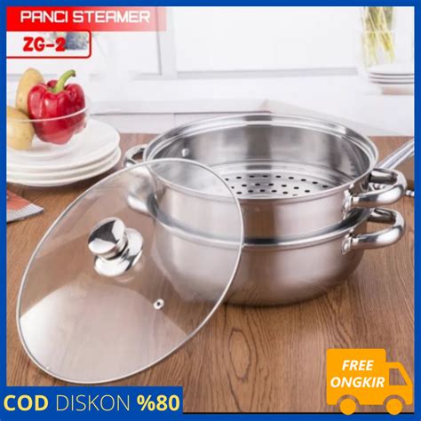 Cod Promo Termurah Panci Steamer Stainless Tingkat Kukusan Stainless