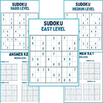 Leveled Sudoku Puzzles | Math Worksheets | Math Logic game Puzzles