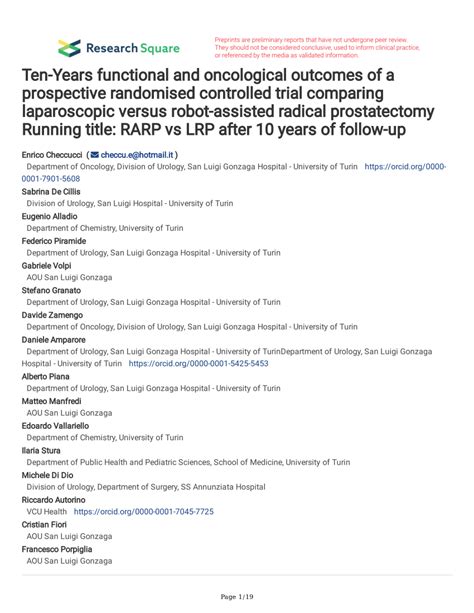 PDF Ten Years Functional And Oncological Outcomes Of A Prospective