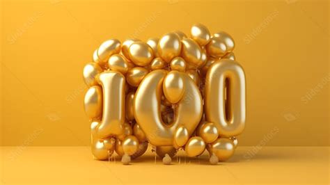 Joyful 100th Birthday Celebration With Golden Balloon Greetings In A 3d