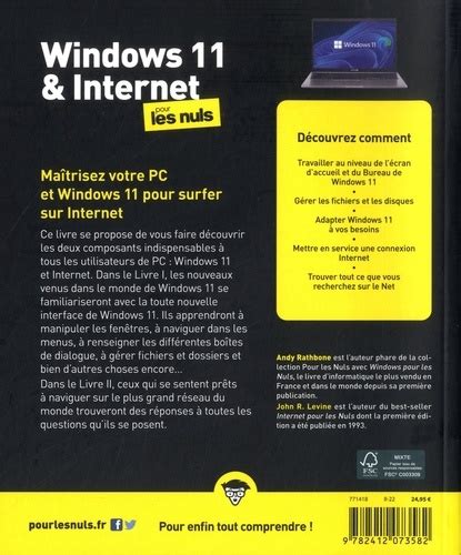 Windows 11 Et Internet Pour Les Nuls Andy Rathbone Livres Furet