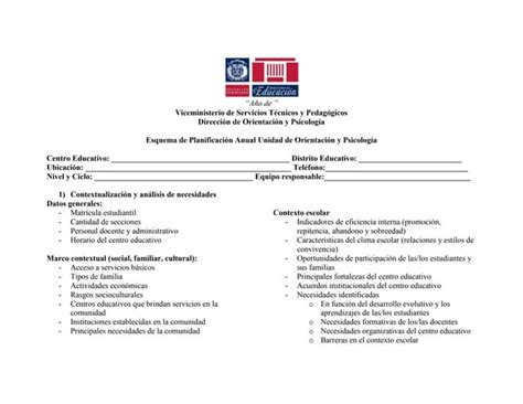 Modelo Planificación De La Unidad De Orientación Y Psicología 1docx