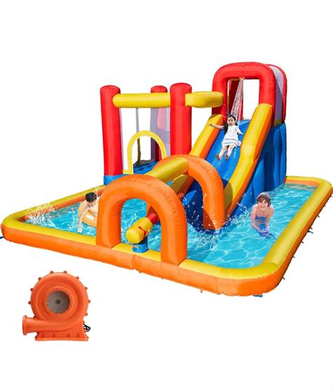 Baralir Inflatable Bounce House Water Park with Long Water Slide ...