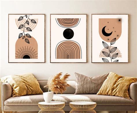 Boho Art Set Of 3 Prints Boho Wall Art Abstract Gallery Wall Set