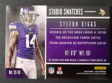 Stefon Diggs 2016 Panini Gala Studio Swatches Patch 13 25 Vikings