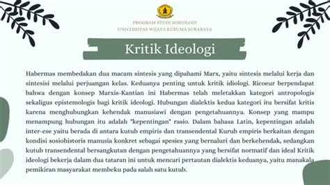 Kritik Ideologi Dan Kritik Ilmu Pengetahuan Teori Kritis Pptx