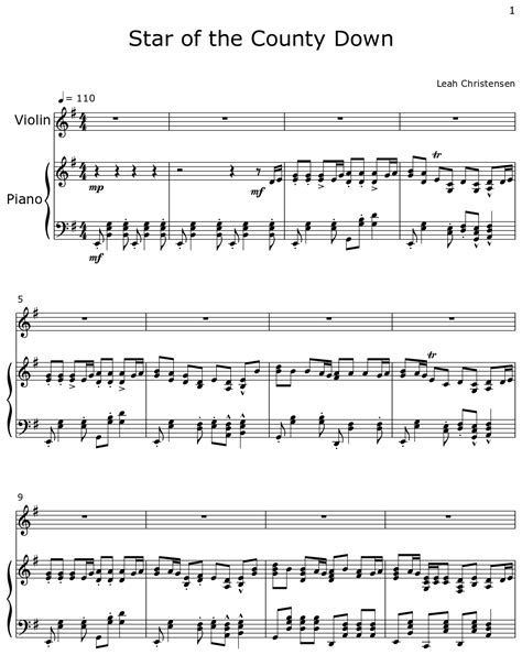 Star Of The County Down Sheet Music For Violin Piano