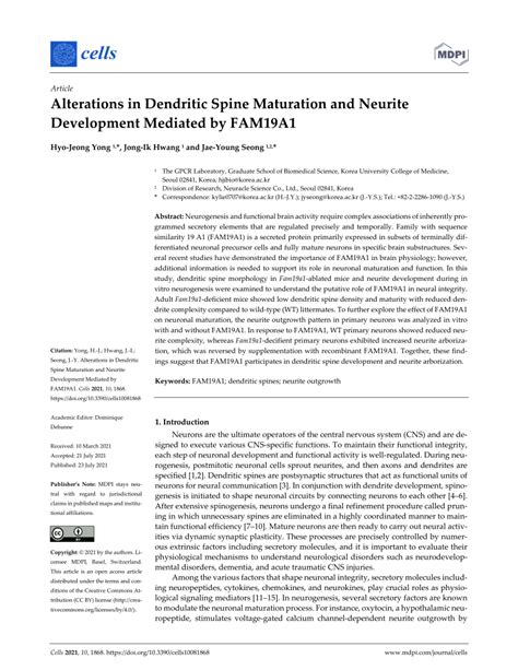 Pdf Alterations In Dendritic Spine Maturation And Neurite Development