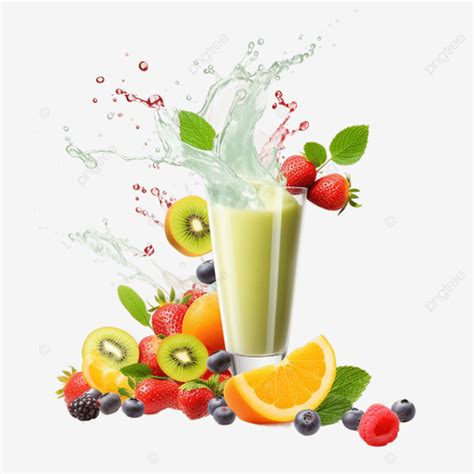 Fresh Juice From Fruits And Vegetables Pours Into A Glass On