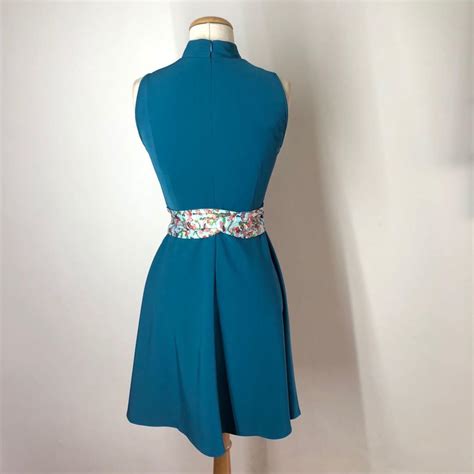 Cheongsam Blue Lagoon Mandarin Collar Dress With Sakura Print Obi