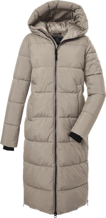 Killtec Dames Winterparka Padded Gewatteerde Lange Winterjas Beige