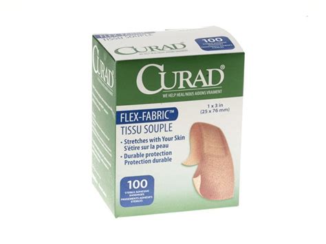 Curad Fabric Adhesive Bandages 1 Inch X 3 Inch Latex Free Sterile Box Of 100