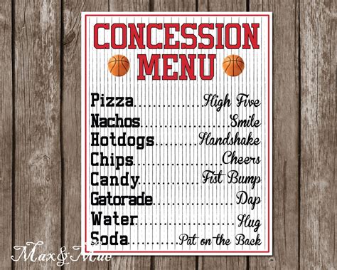 Printable Concession Stand Menu Template Word