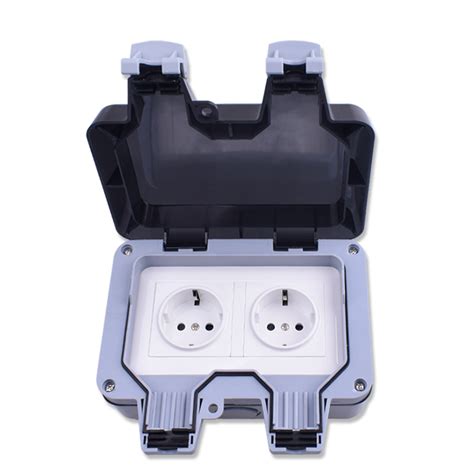 Ip66 Weatherproof Waterproof Outdoor Eu Wall Power Socket 16a Double Eu