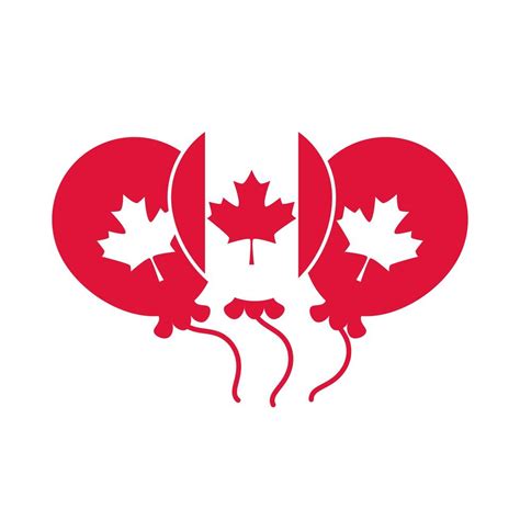 canada day canadian flag balloons maple leaf decoration flat style icon ...