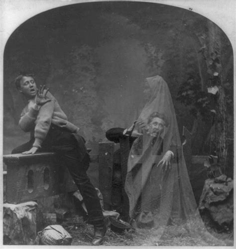 Stereograph Shows A Ghost Scaring Man Photograph by Everett