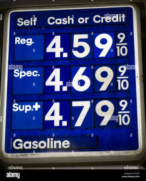 Gas price sign at a gas station in Los Angeles, California, USA at ...