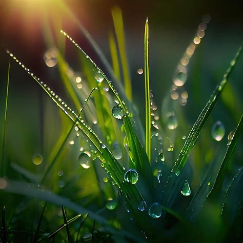 Premium Photo Spring Green Grass With Dewdrops Closeup Of Wet Grass