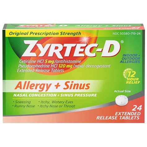 Zyrtec 12 Hour Allergy Relief And Nasal Decongestant Tablets Walgreens